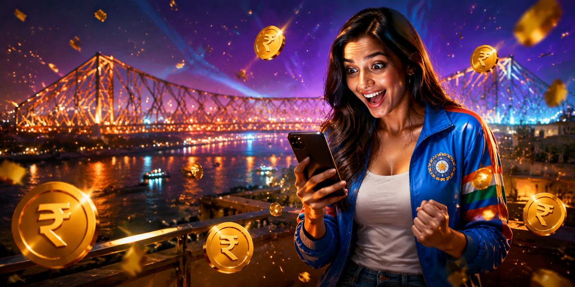 Cricket and sports betting on Kolkata's Howrah Bridge background